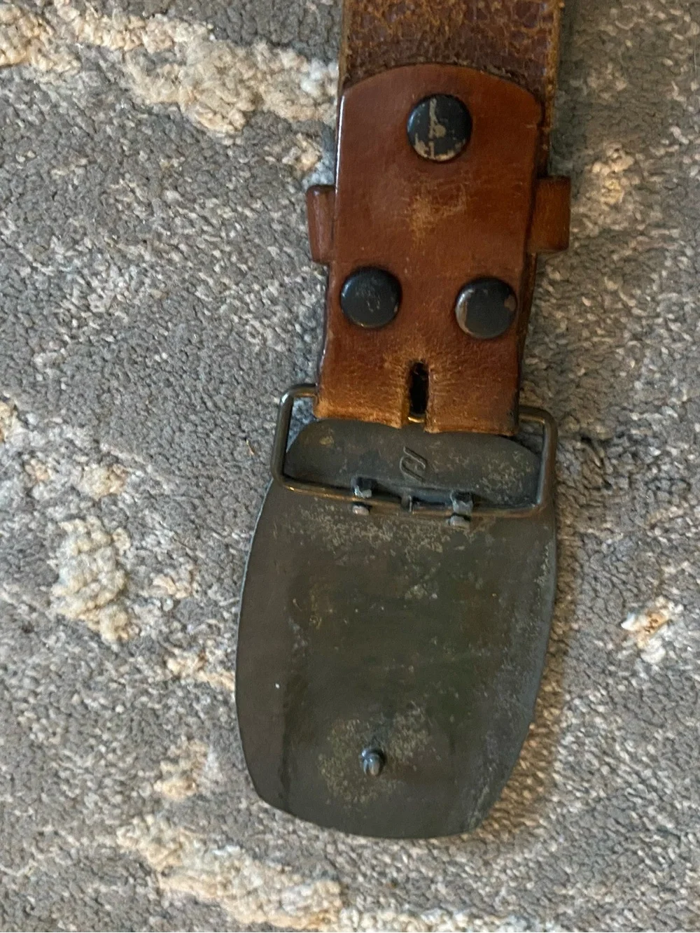 Vintage Metal Professional Truck Driver Buckle Leather Belt size 44